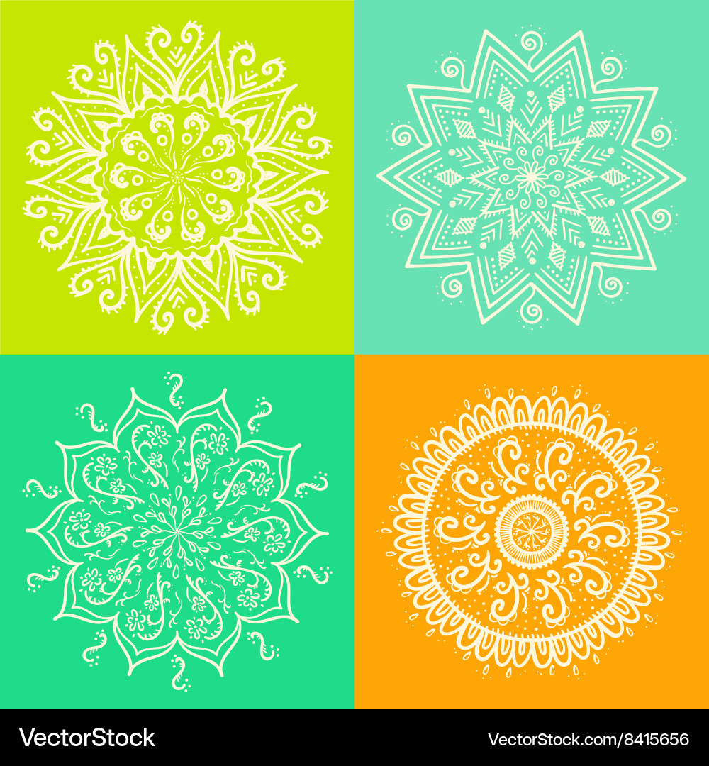 Mandala round ornament pattern set Royalty Free Vector Image
