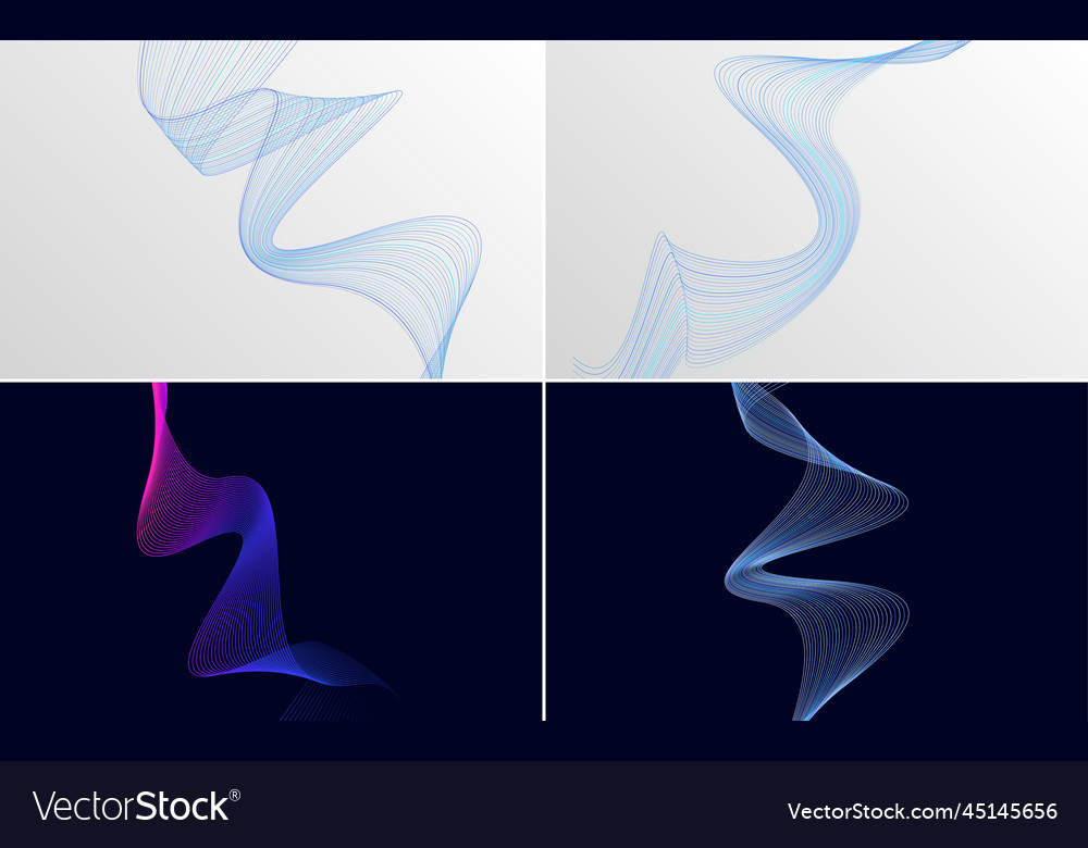 Modern wave curve abstract background pack vector image Modern wave curve abstract background pack