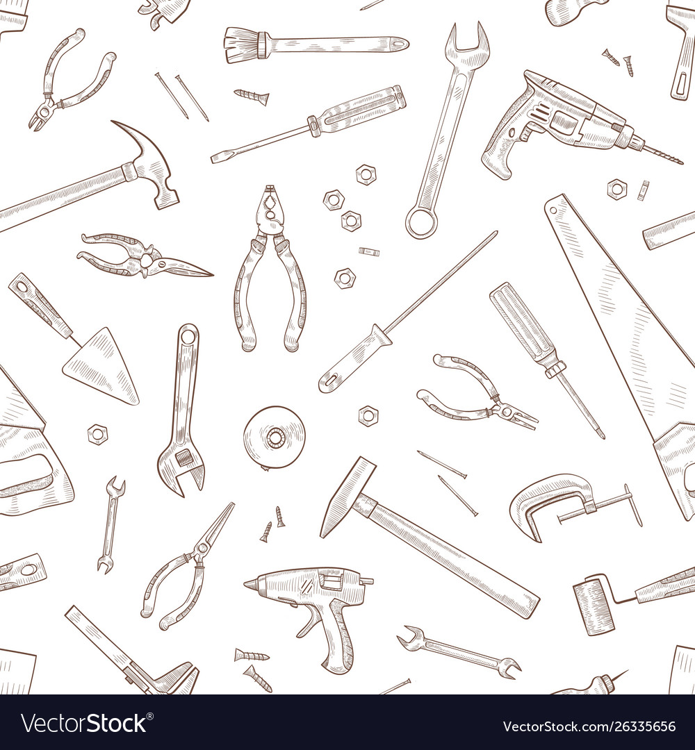 Monochrome seamless pattern with manual vector image Monochrome seamless pattern with manual