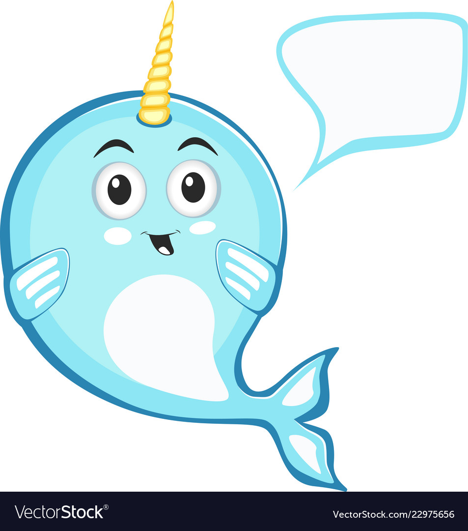 Narwhal Cute Character In Cartoon Style Drawing Vector Image