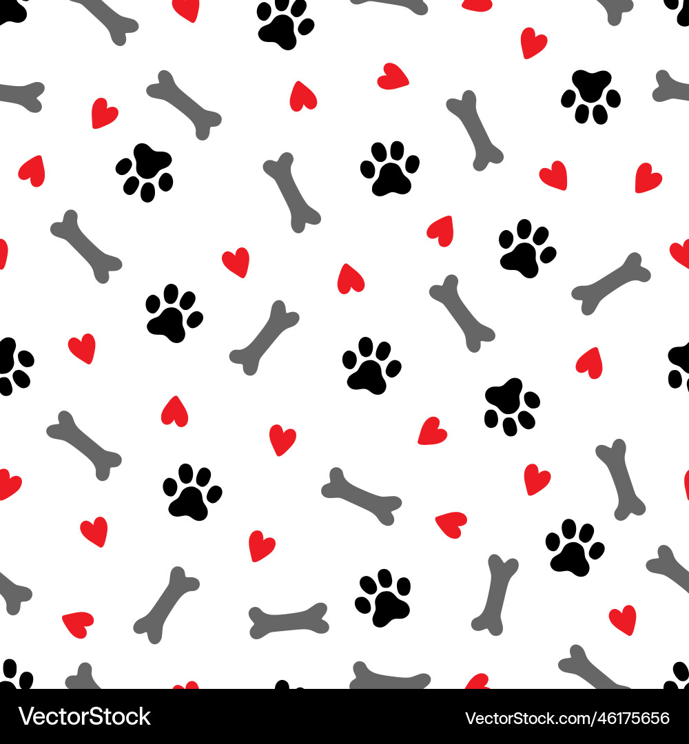 Pet footprint seamless pattern animal dog Vector Image