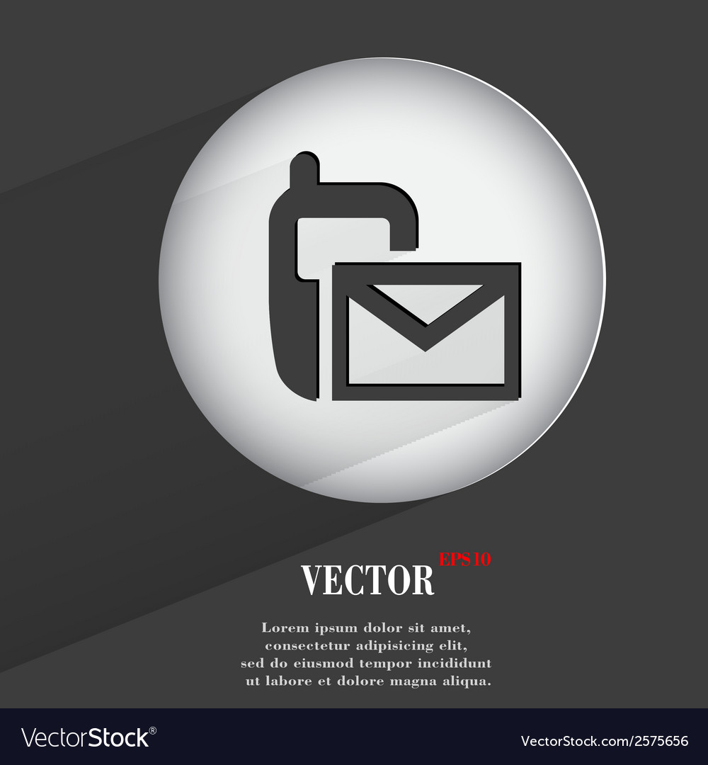 Sms flat modern web button with long shadow