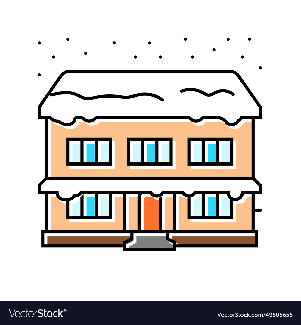 Snow covered house winter season color icon