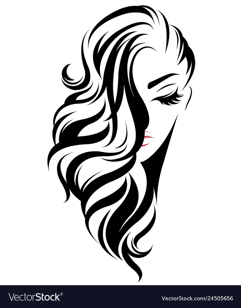 Women long hair style icon logo on white Vector Image Women long hair style icon logo on white Vector Image