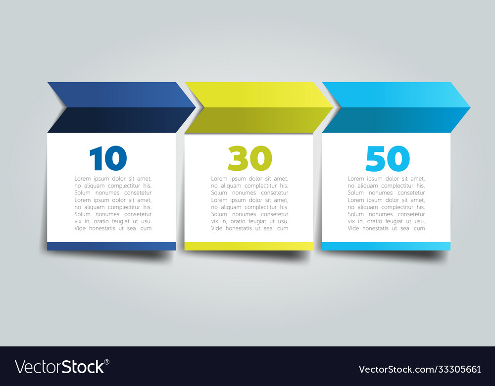 3 steps arrow tutorial chart diagram one two vector image 3 steps arrow tutorial chart diagram one two