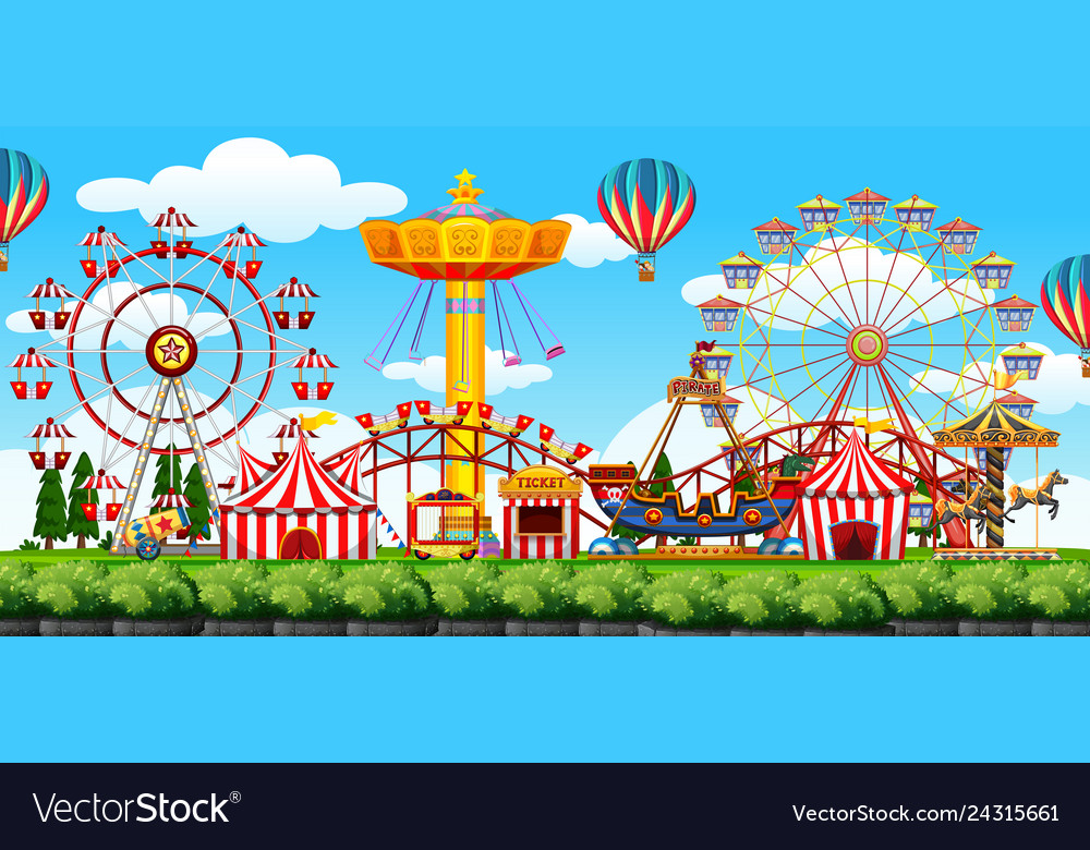 A theme park scene Royalty Free Vector Image - VectorStock