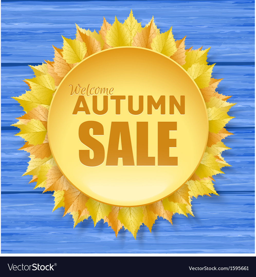 Beautiful autumn sale frame with yellow leaves