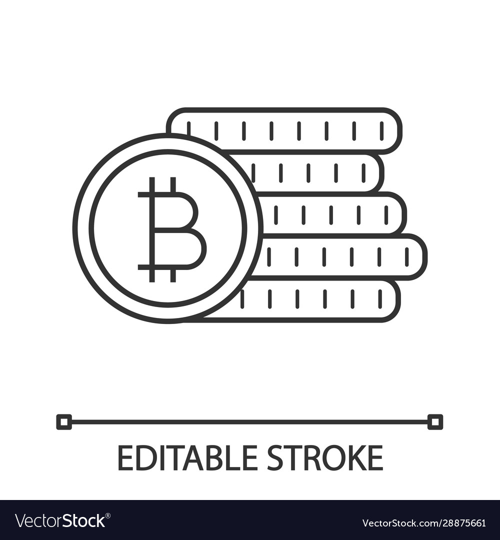 Bitcoin coins stack linear icon vector image Bitcoin coins stack linear icon