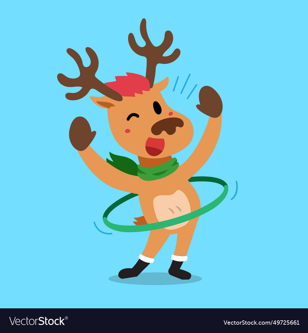 Cartoon character christmas reindeer exercising