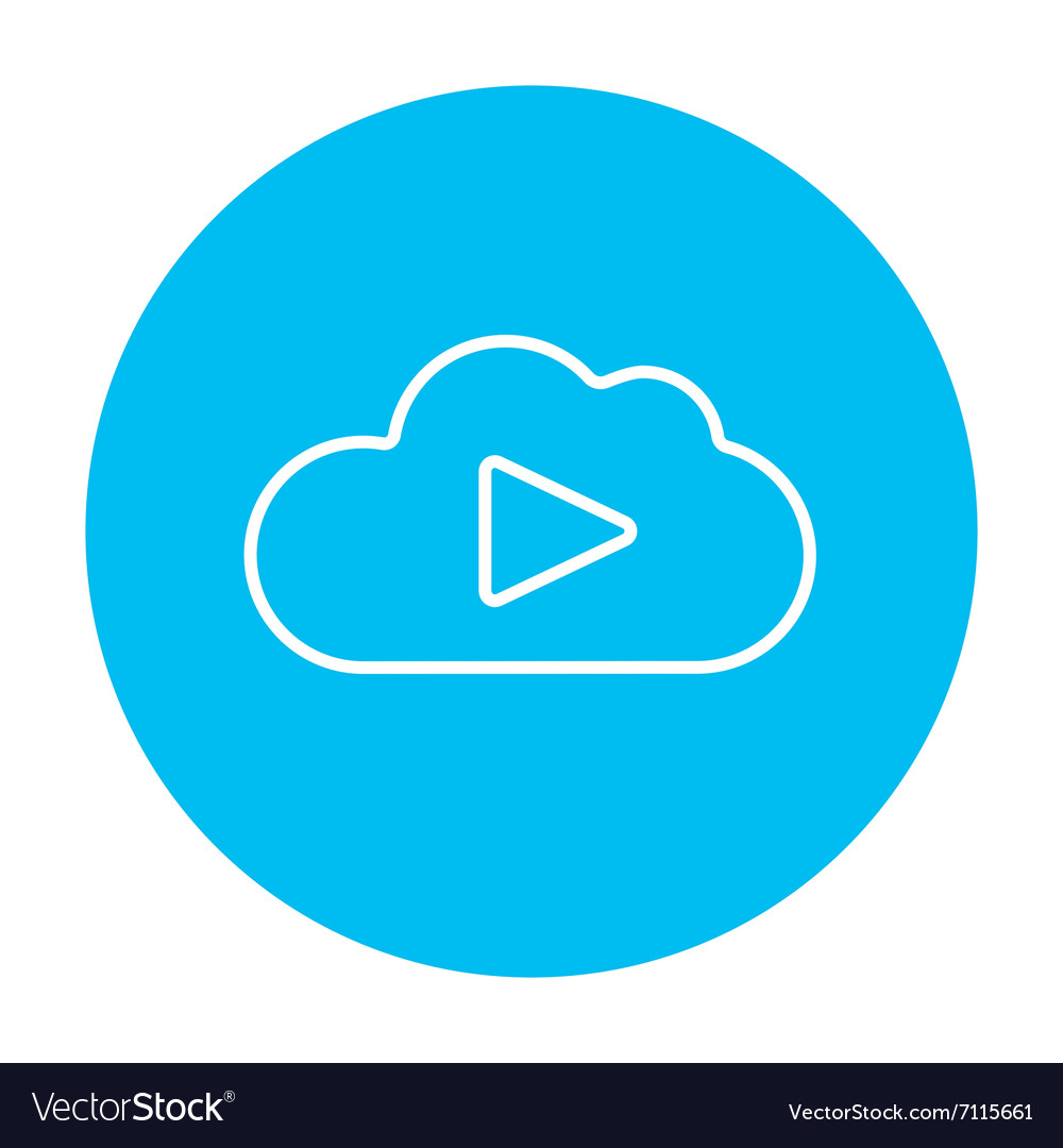 Cloud with play button line icon