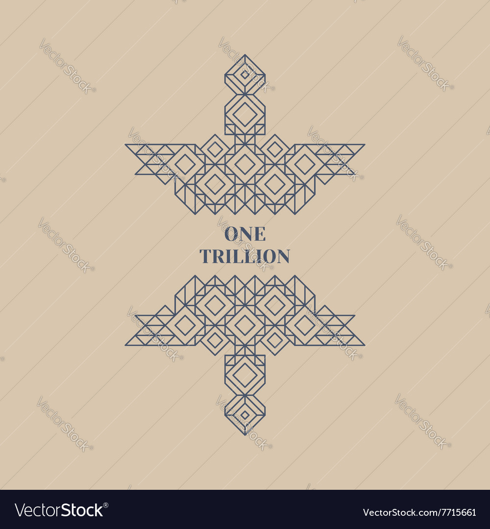 Decorative design element in retro style line art