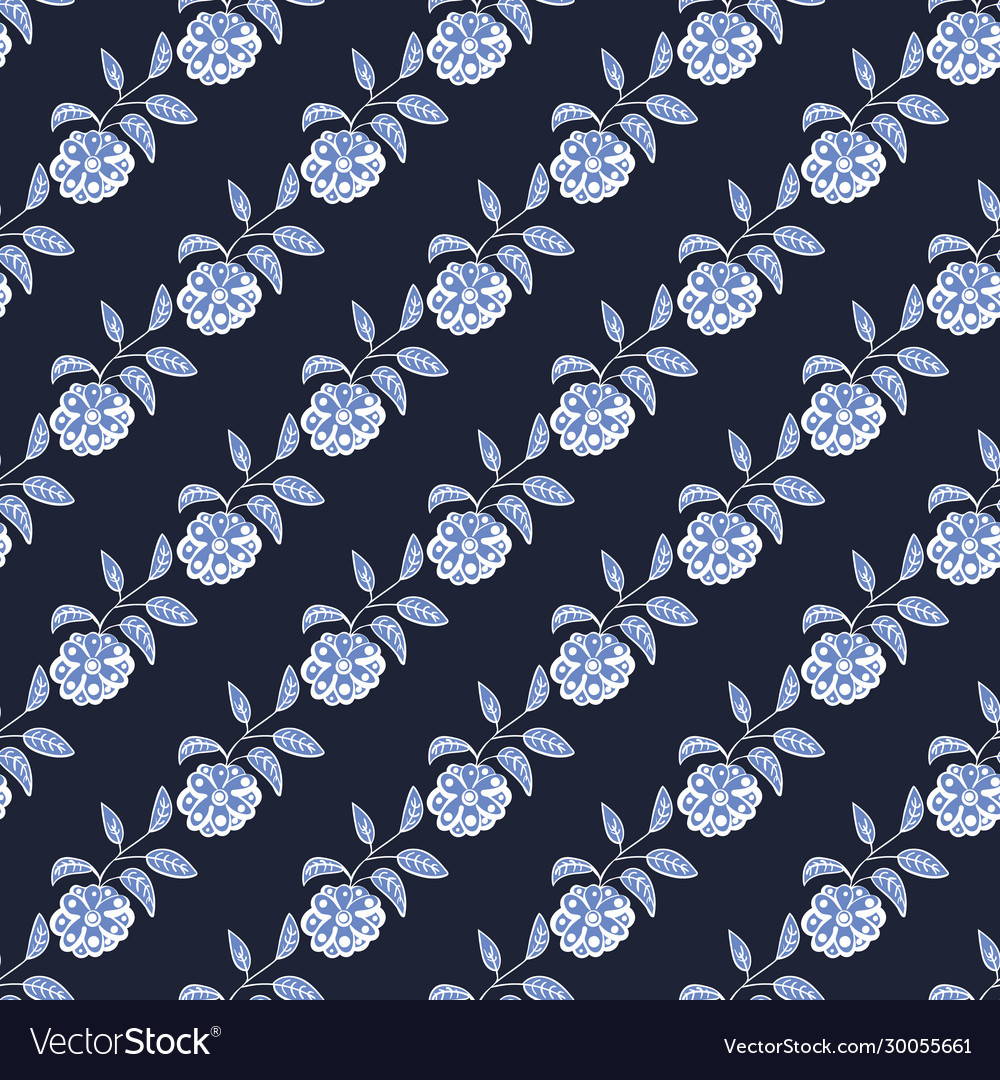 Diagonal botanical stripes seamless pattern