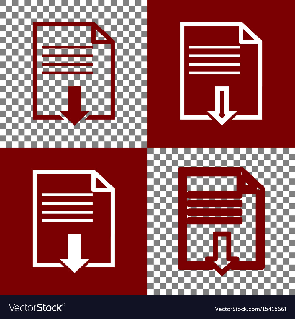 File download sign bordo and white icons