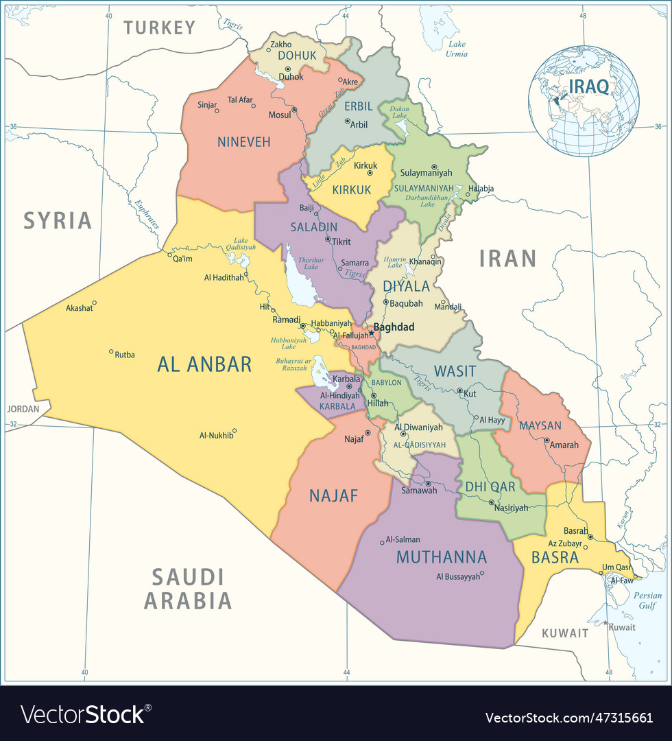 Iraq map - highly detailed Royalty Free Vector Image