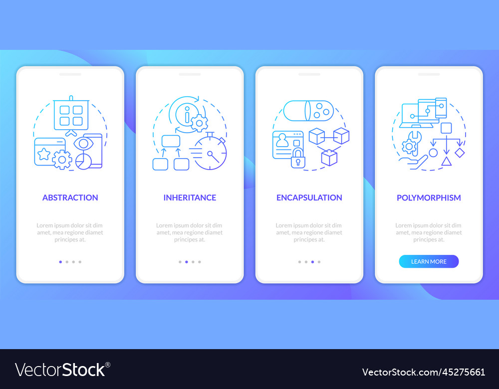 Object oriented programming basic rules blue vector image Object oriented programming basic rules blue
