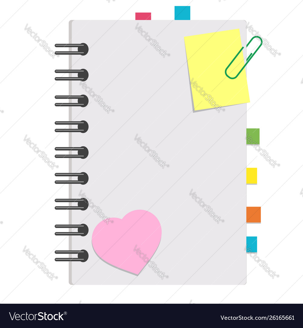 Open notepad with clean sheets on a spiral vector image Open notepad with clean sheets on a spiral