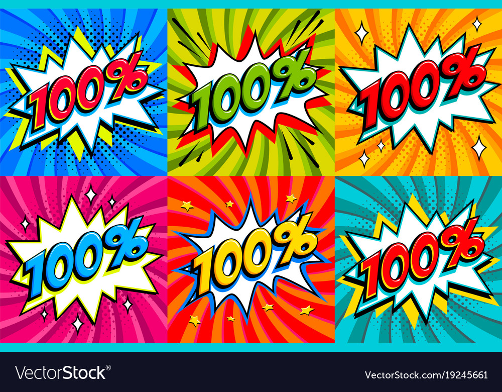 Sale set one hundred percent 100 off tags Vector Image