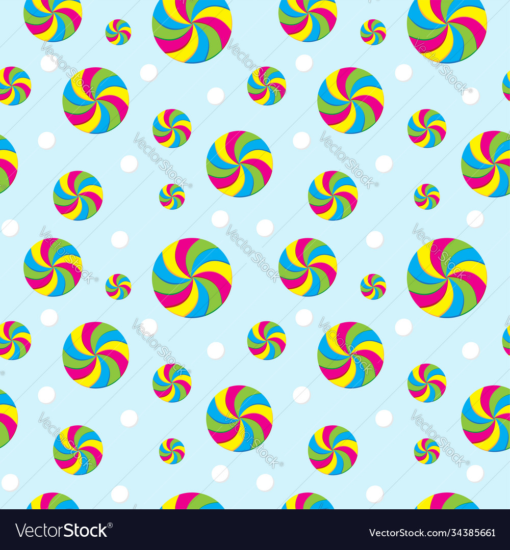 Seamless pattern with swirl candies shape element