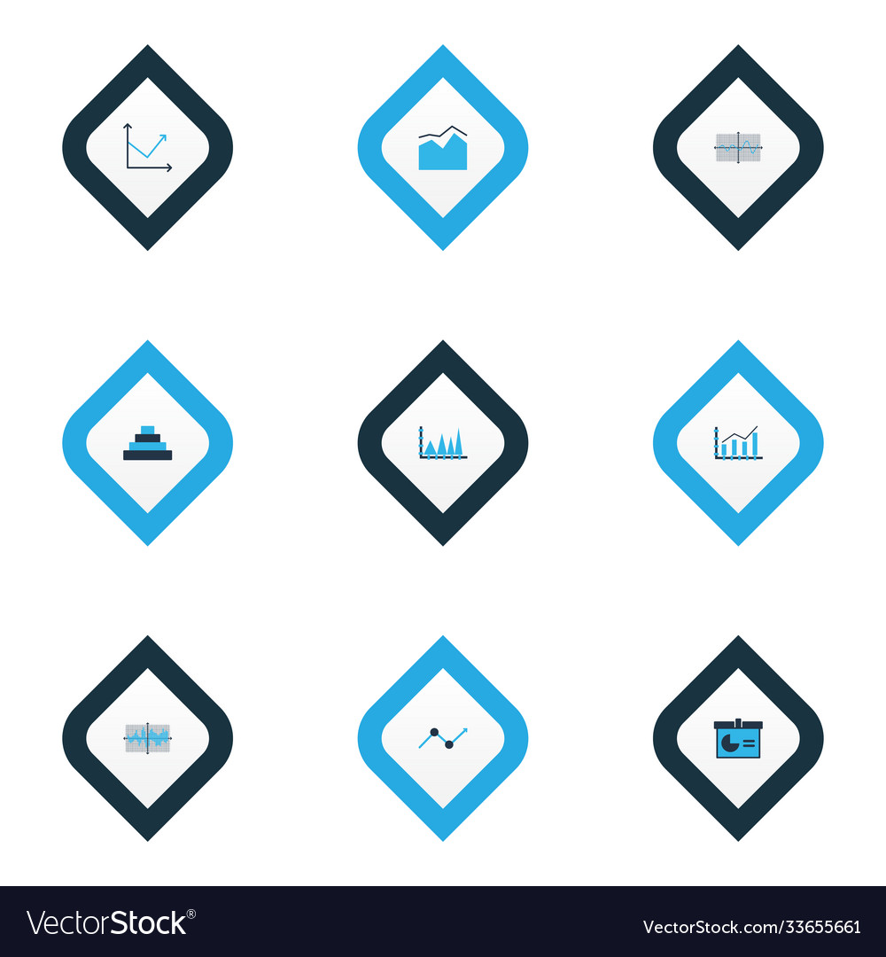 Set graphs diagrams and statistics icons vector image Set graphs diagrams and statistics icons