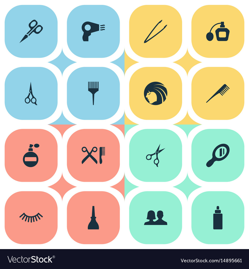 Set Of Simple Beauty Icons Royalty Free Vector Image