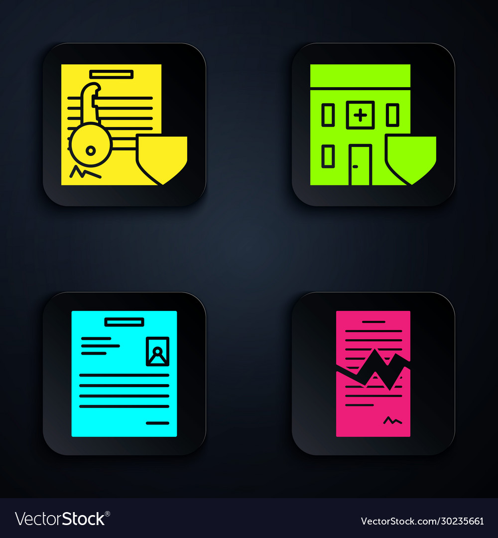 Set torn contract document with key shield vector image Set torn contract document with key shield