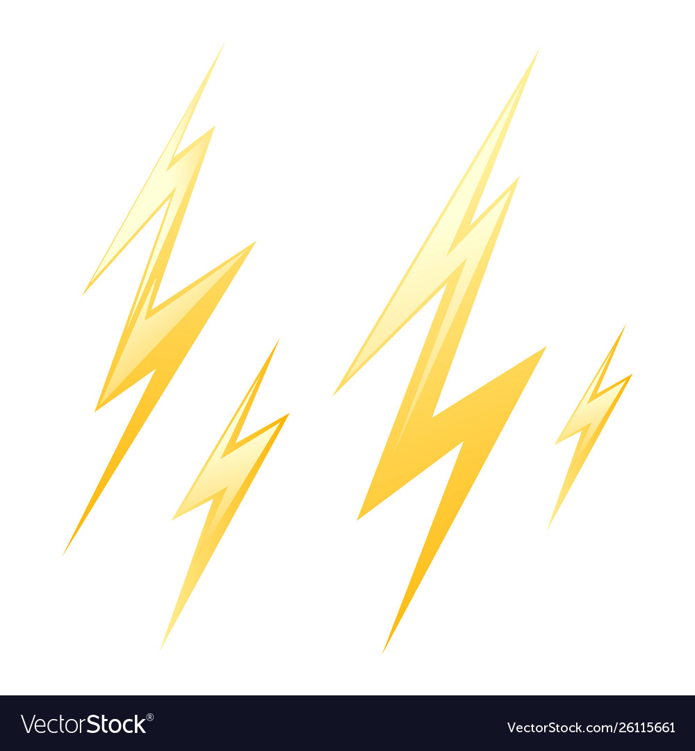 Set yellow lightning Royalty Free Vector Image