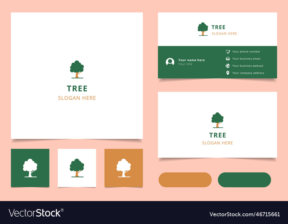 Tree logo design with editable slogan branding vector image Tree logo design with editable slogan branding