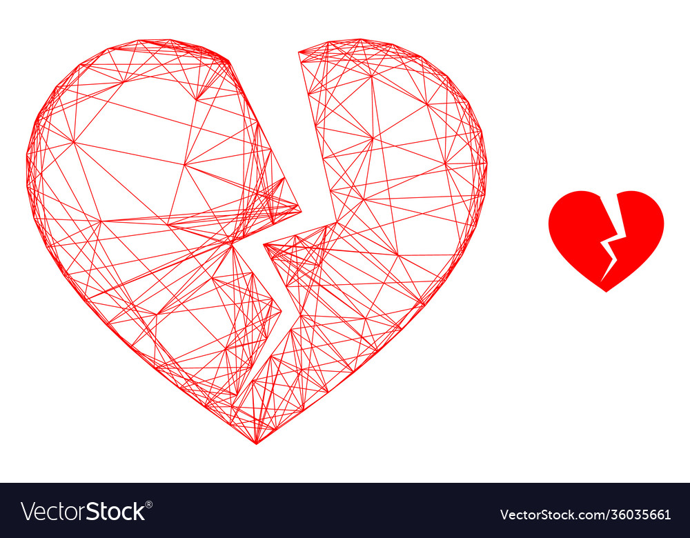 Web network broken heart icon vector image Web network broken heart icon