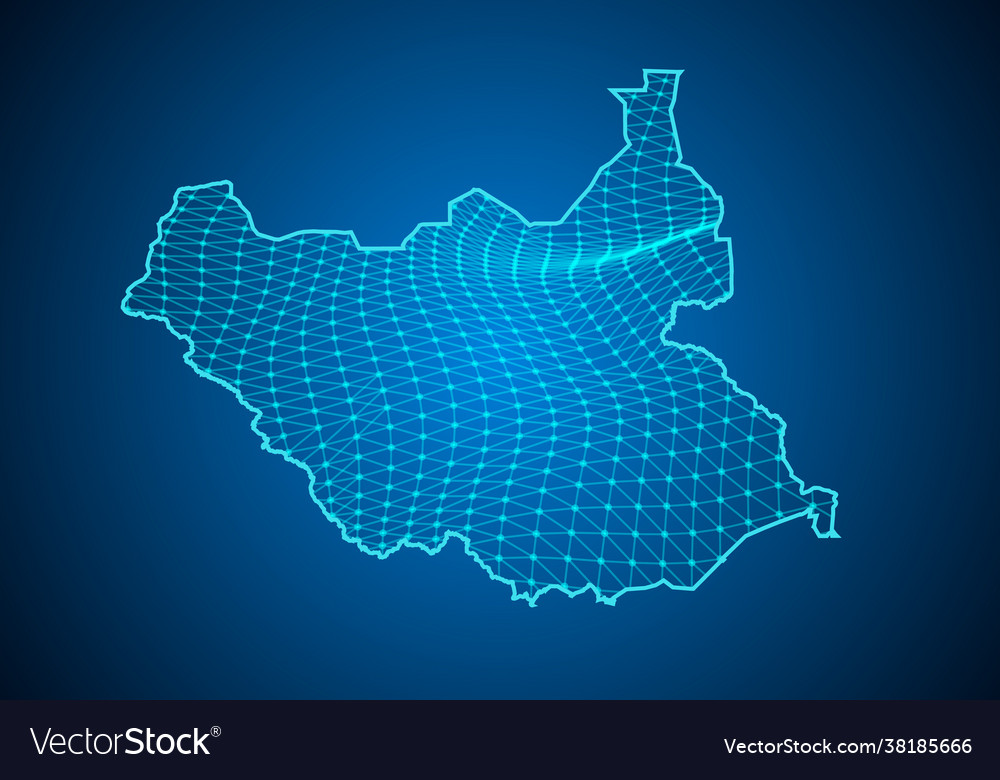 Abstract digital map south sudan Royalty Free Vector Image