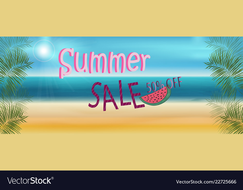 Banner summer discount on the beach with sea