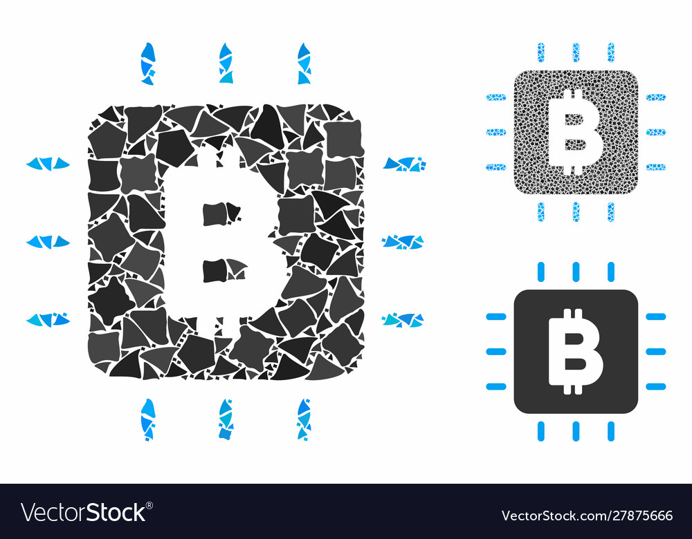 Bitcoin chip composition icon abrupt elements