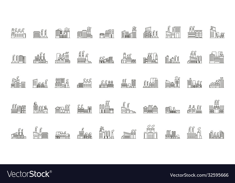 Bundle industry factory set icons vector image Bundle industry factory set icons