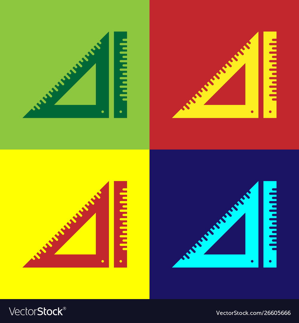 Color triangular ruler icon isolated on vector image Color triangular ruler icon isolated on