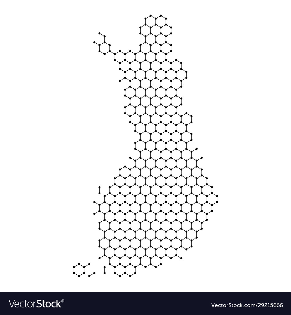 Finland map from abstract futuristic hexagonal