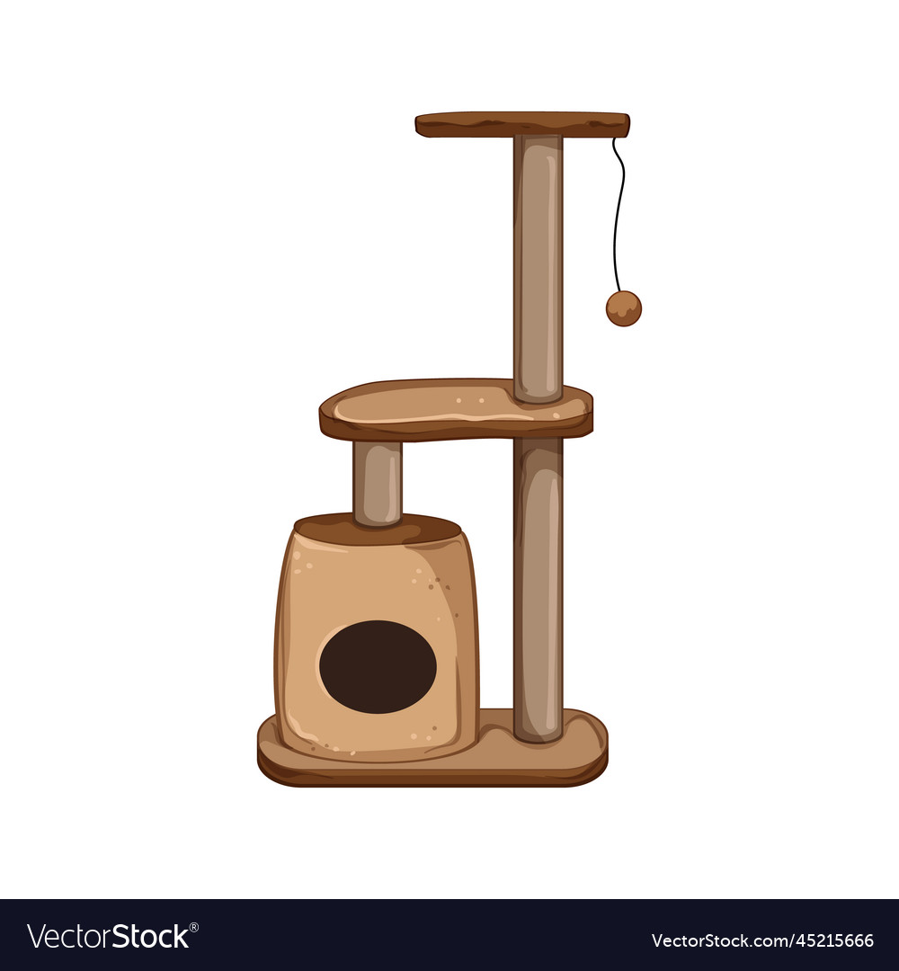 House cat tree cartoon Royalty Free Vector Image