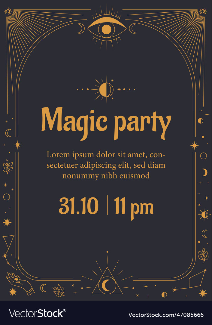 Magic party poster Royalty Free Vector Image VectorStock