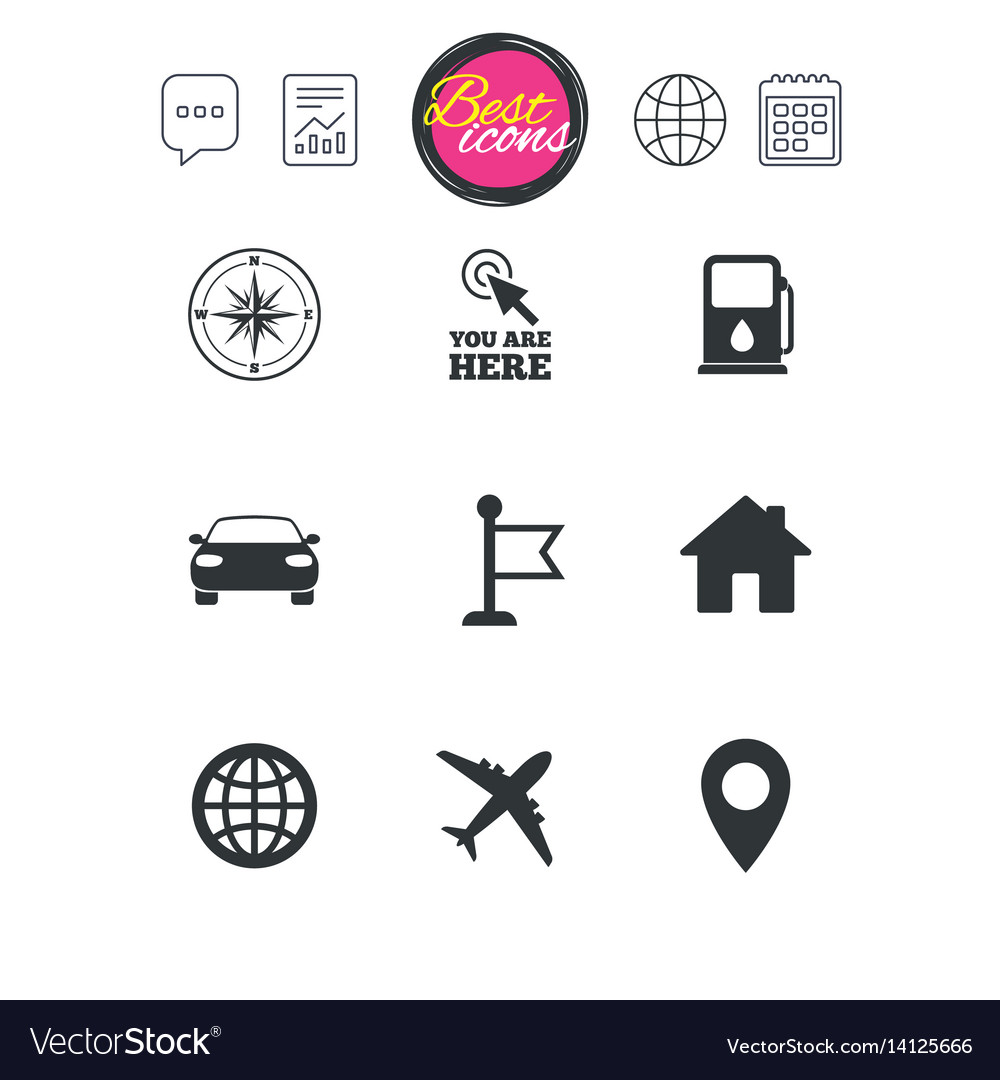 Navigation gps icons windrose compass signs Vector Image