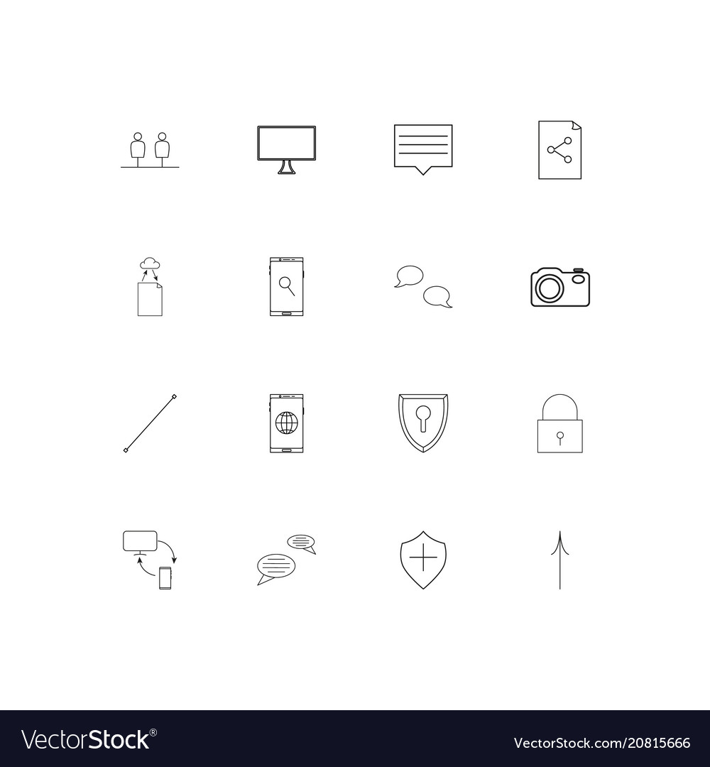 Network and database linear thin icons set