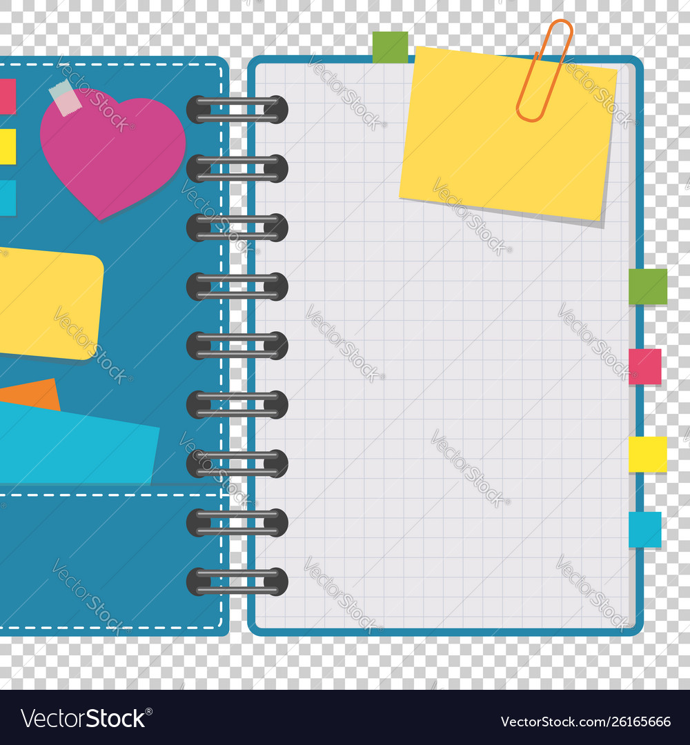Open notepad with clean sheets on a spiral vector image Open notepad with clean sheets on a spiral
