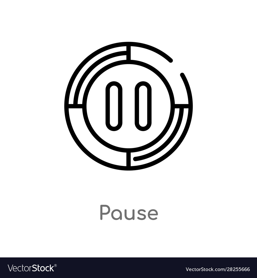 Outline pause icon isolated black simple line