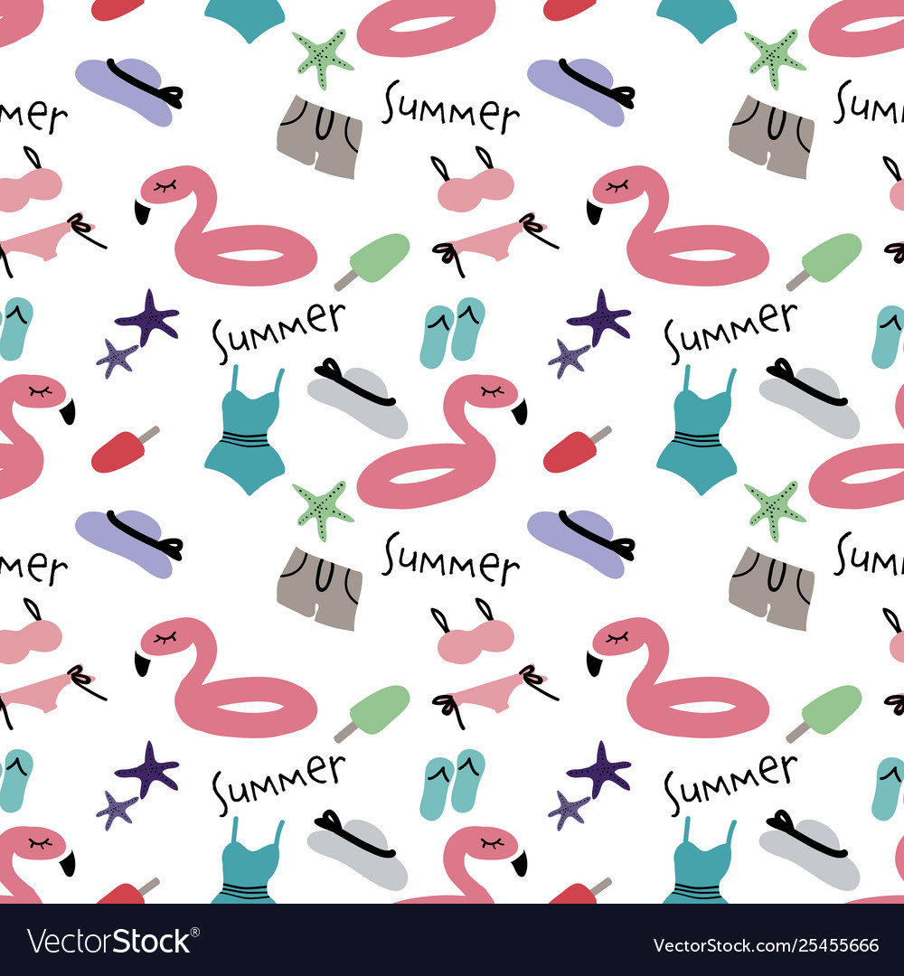 Seamless pattern with summer elements vector image Seamless pattern with summer elements
