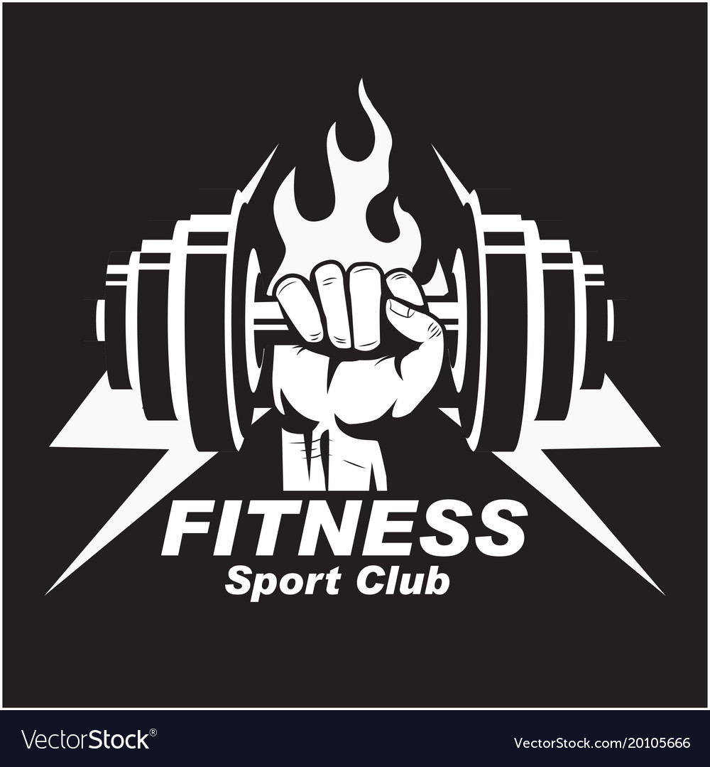 Sport fitness club dumbbell black background Vector Image