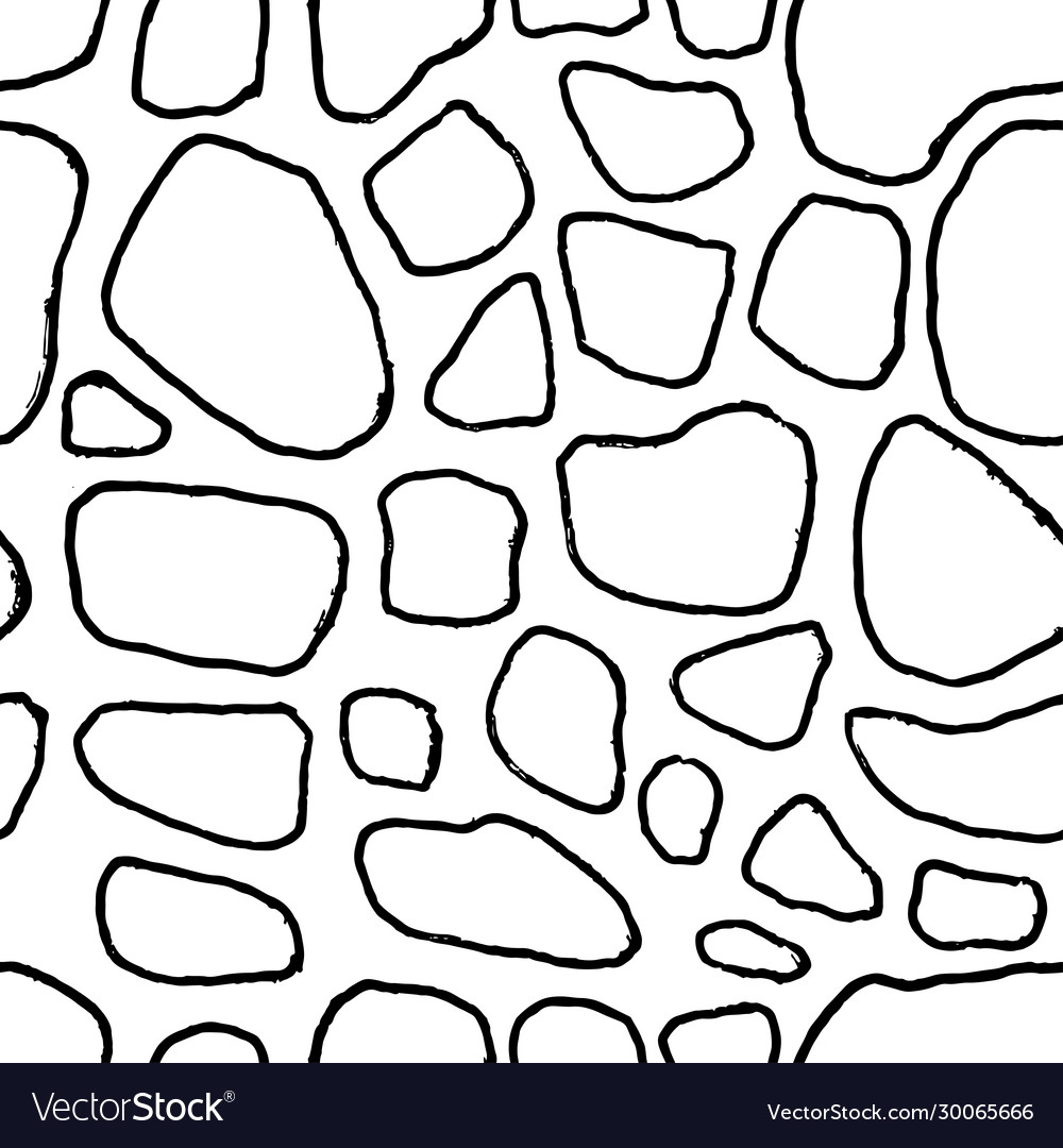 Stones handdrawn seamless black and white pattern Vector Image