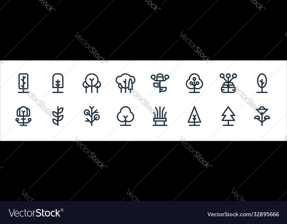 Tree and plant line icons linear set quality Vector Image Tree and plant line icons linear set quality