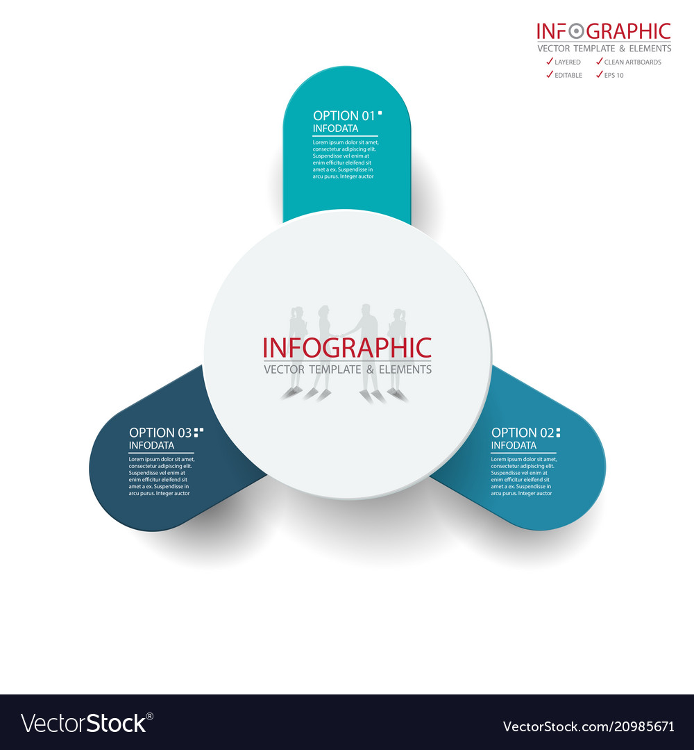 Abstract element infographics 3 option design vector image Abstract element infographics 3 option design
