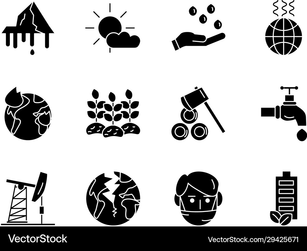 Bundle environment set flat style icons Royalty Free Vector