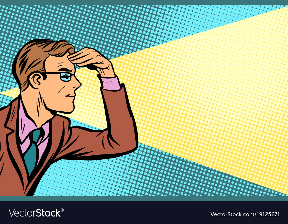 Close-up man looking forward Royalty Free Vector Image