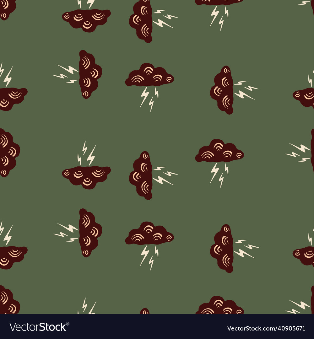 Clouds with lightning of seamless pattern cute Vector Image Clouds with lightning of seamless pattern cute