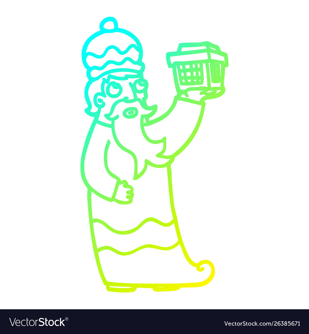 Cold gradient line drawing one three wise