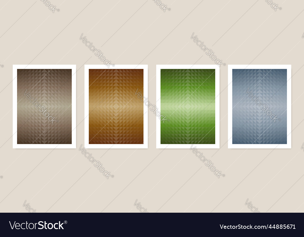 Color earth tone poster set geometric triangle vector image Color earth tone poster set geometric triangle